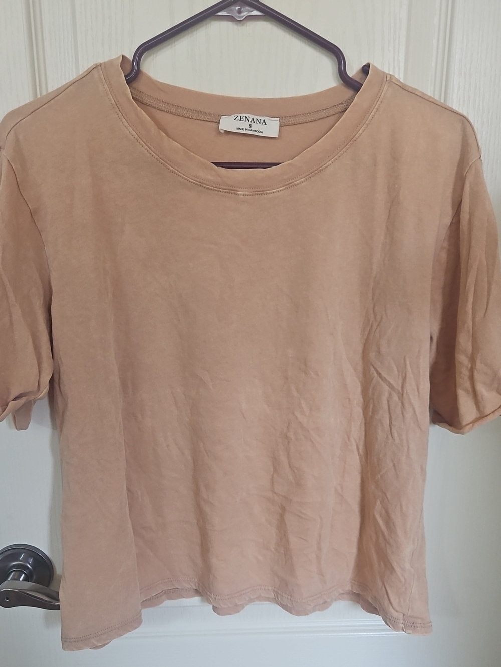 Zenana Outfitters Women's Tan Short Sleeve Crew Tee